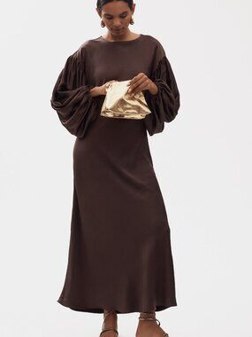 WeWoreWhat Brown Balloon Sleeve Maxi Dress